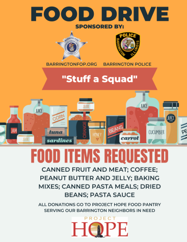 Police department food drive information. Photo courtesy of Eve Gaitan.
