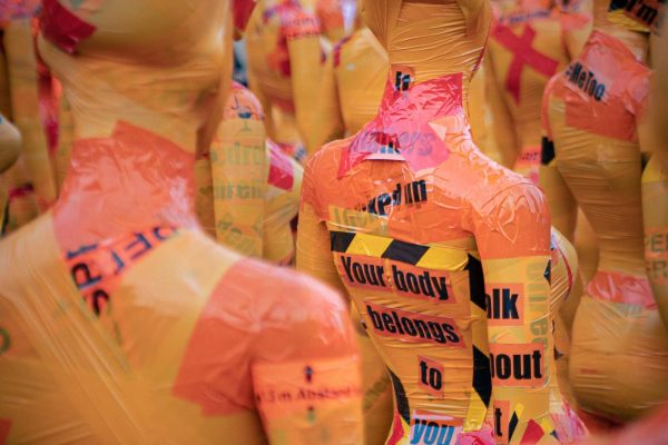 An artistic exposition displays mannequins for the International Day against Domestic Violence. Photo courtesy of Mika Baumeister via Unsplash.