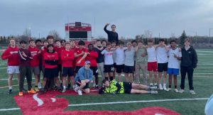 After the match, which resulted in an ‘LsL’ victory, all the participants gathered for a photo to commemorate the game. They all agreed on doing upcoming games in the future, with ‘Tnf’ arguing to do a different sport in light of their loss. Photo by Jake Cerasani, ‘26. 
