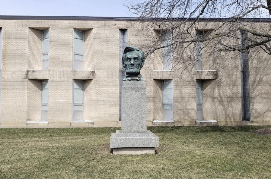 The bust of Abraham Lincoln, the sixteenth president, sits outside BHS. This bust was carved by artist Carl Tolpo in 1957.