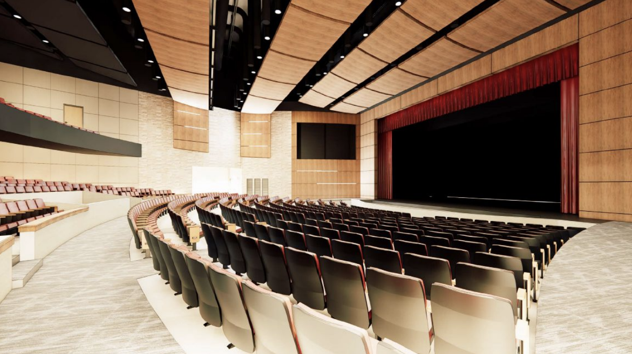Proposed rendering of the new community auditorium. Photo courtesy of Barrington 220.